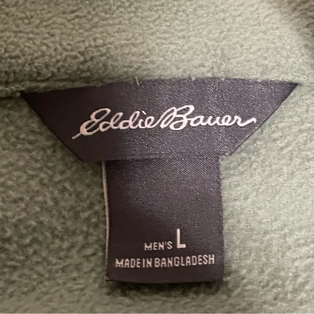 Eddie Bauer Jacket Men’s Large Green Casual Fleece Quarter Zip Embroidered Logo‎ - Picture 3 of 7